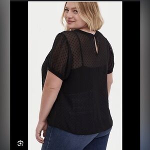 Torrid Black Sheer Polka Dot Blouse